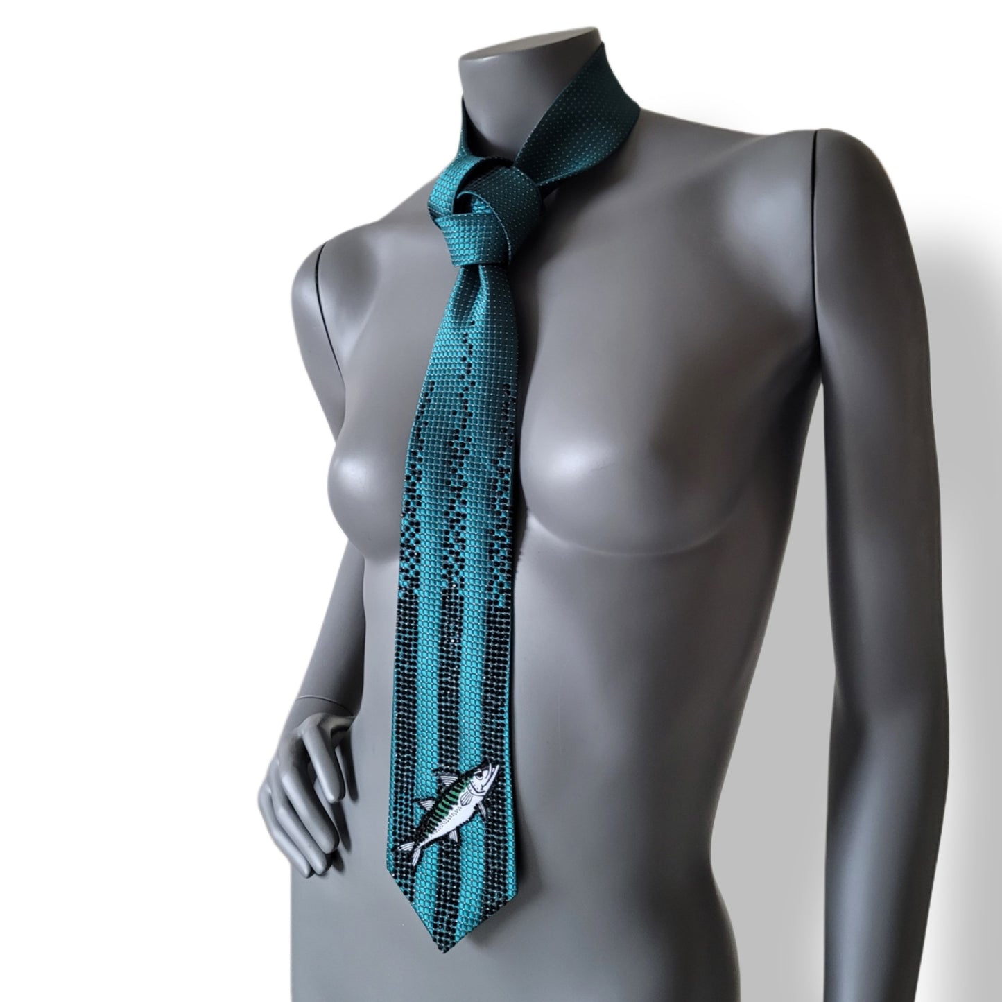 Sportmania collection: De' la GAIS tie, Swedish football (soccer) supporter necktie with 1500 sparkling glass crystals. MADE TO ORDER, 4 weeks delivery time
