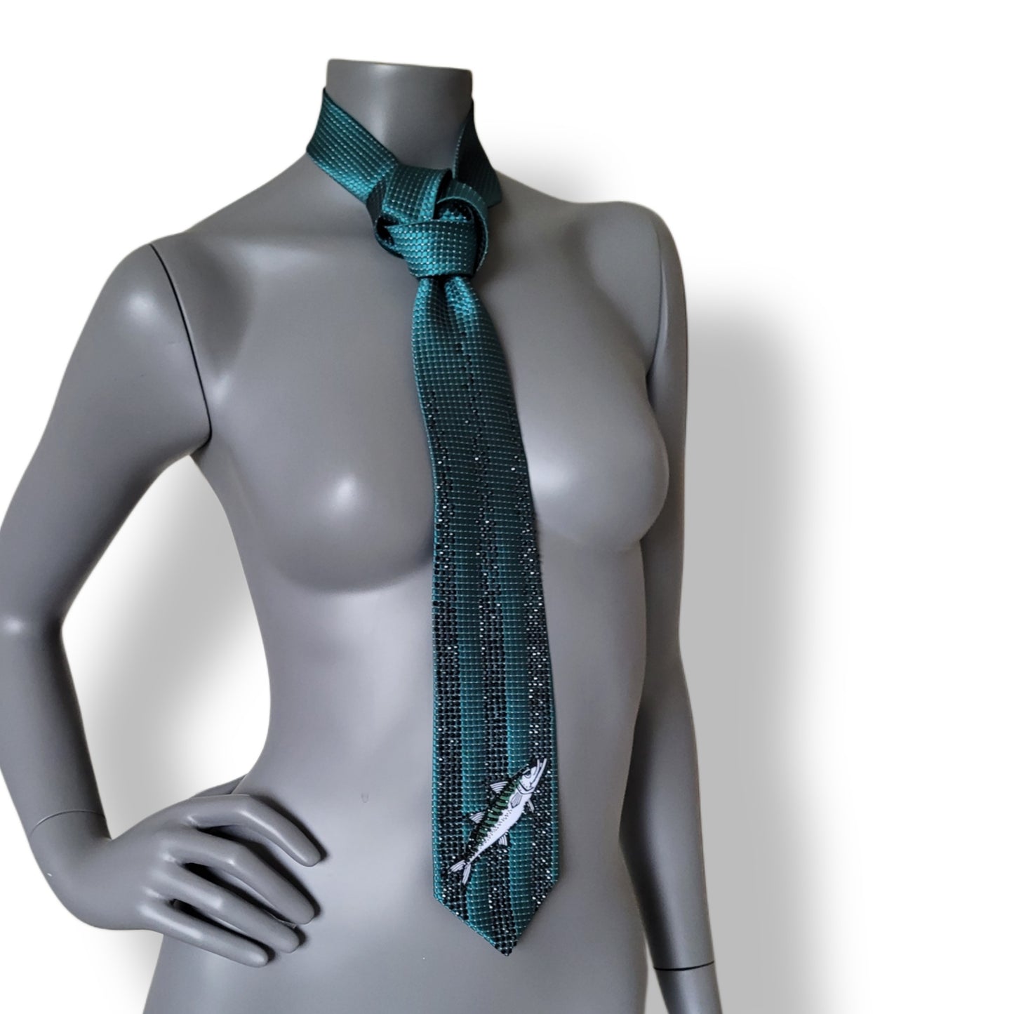 Sportmania collection: De' la GAIS tie, Swedish football (soccer) supporter necktie with 1500 sparkling glass crystals. MADE TO ORDER, 4 weeks delivery time