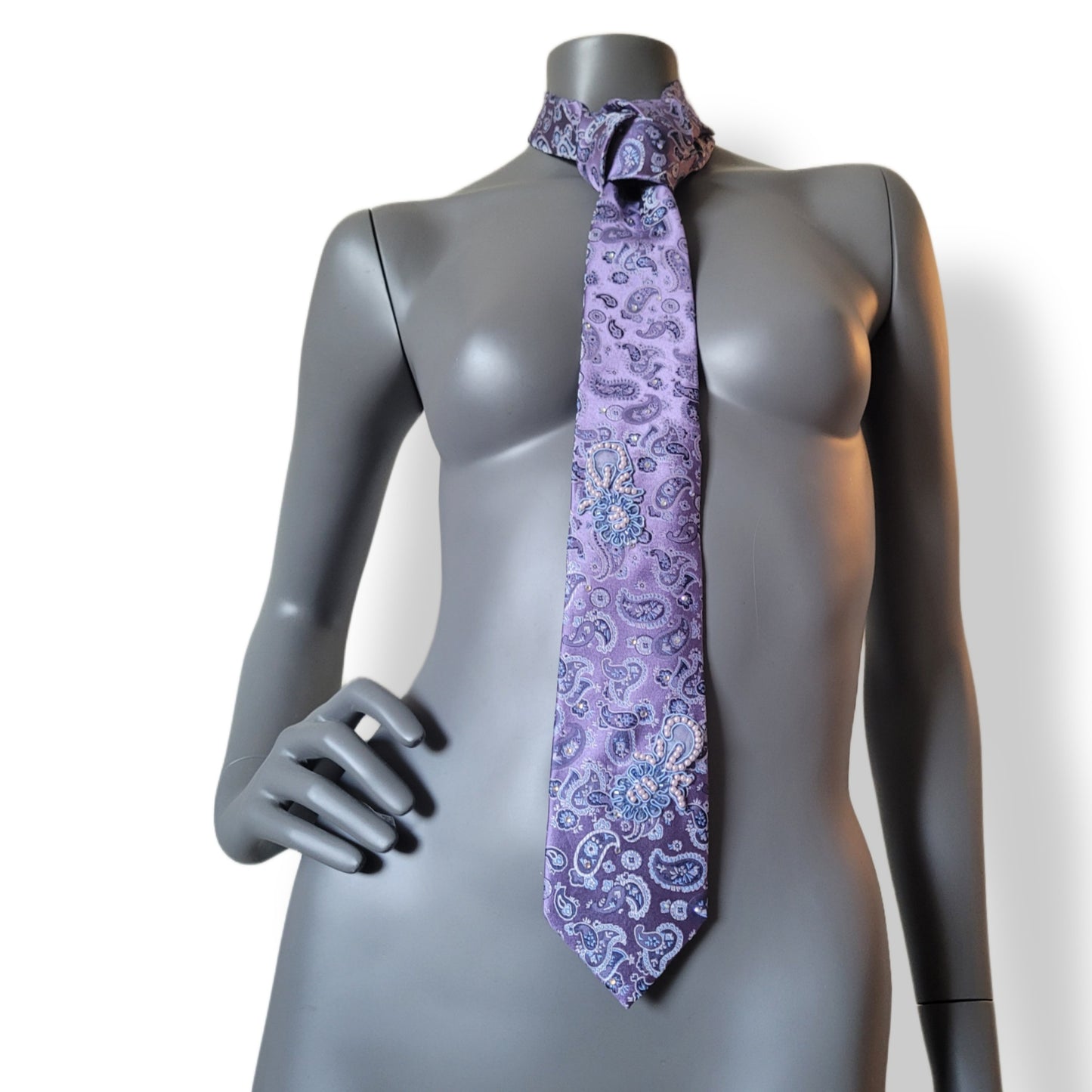 Another Dance collection: Lavender Haze tie, vintage silk necktie with irredecent glass crystals