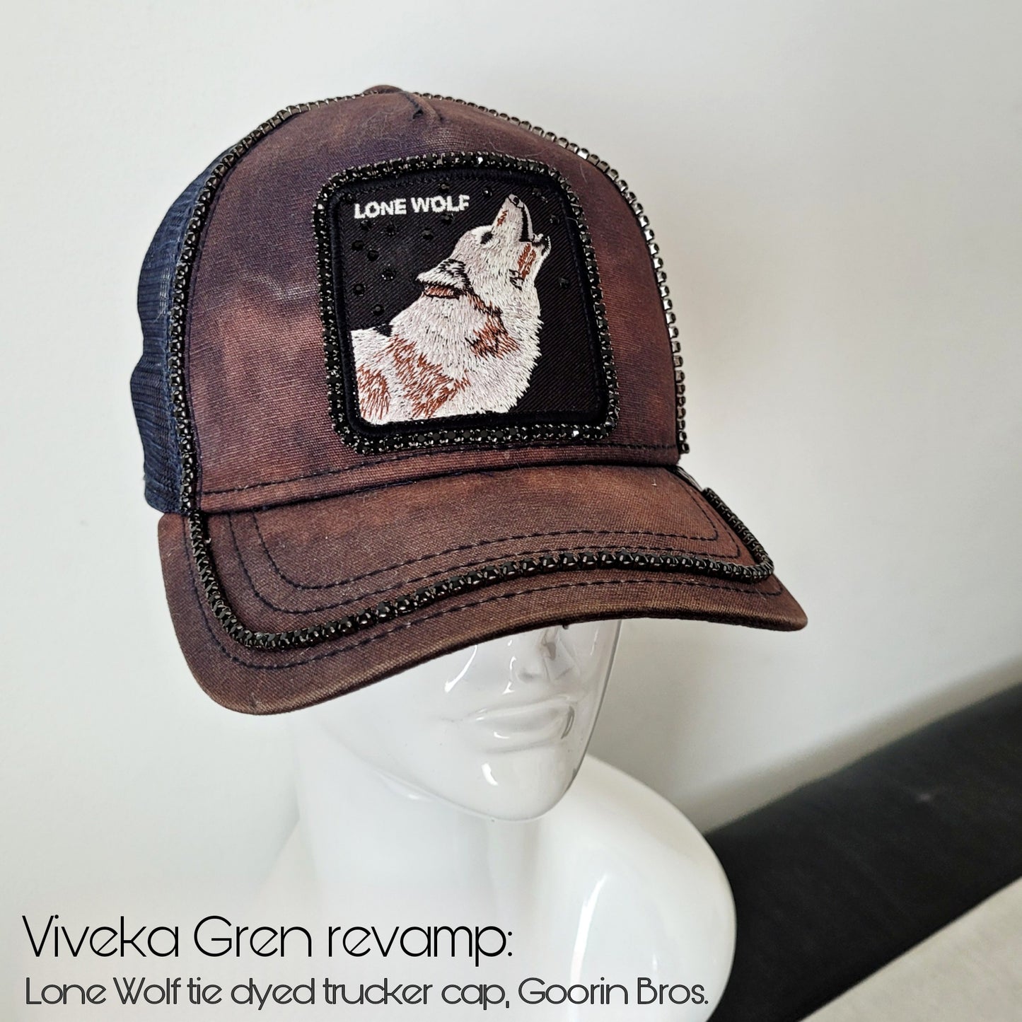 Viveka Gren revamp: Lone Wolf tie dyed trucker, Goorin Bros.