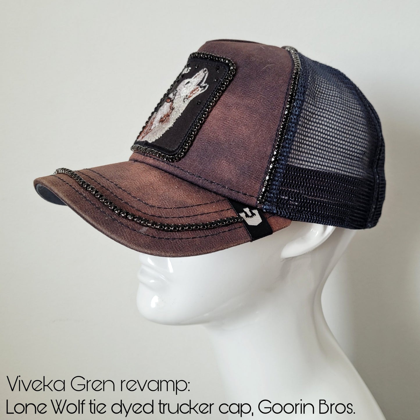 Viveka Gren revamp: Lone Wolf tie dyed trucker, Goorin Bros.