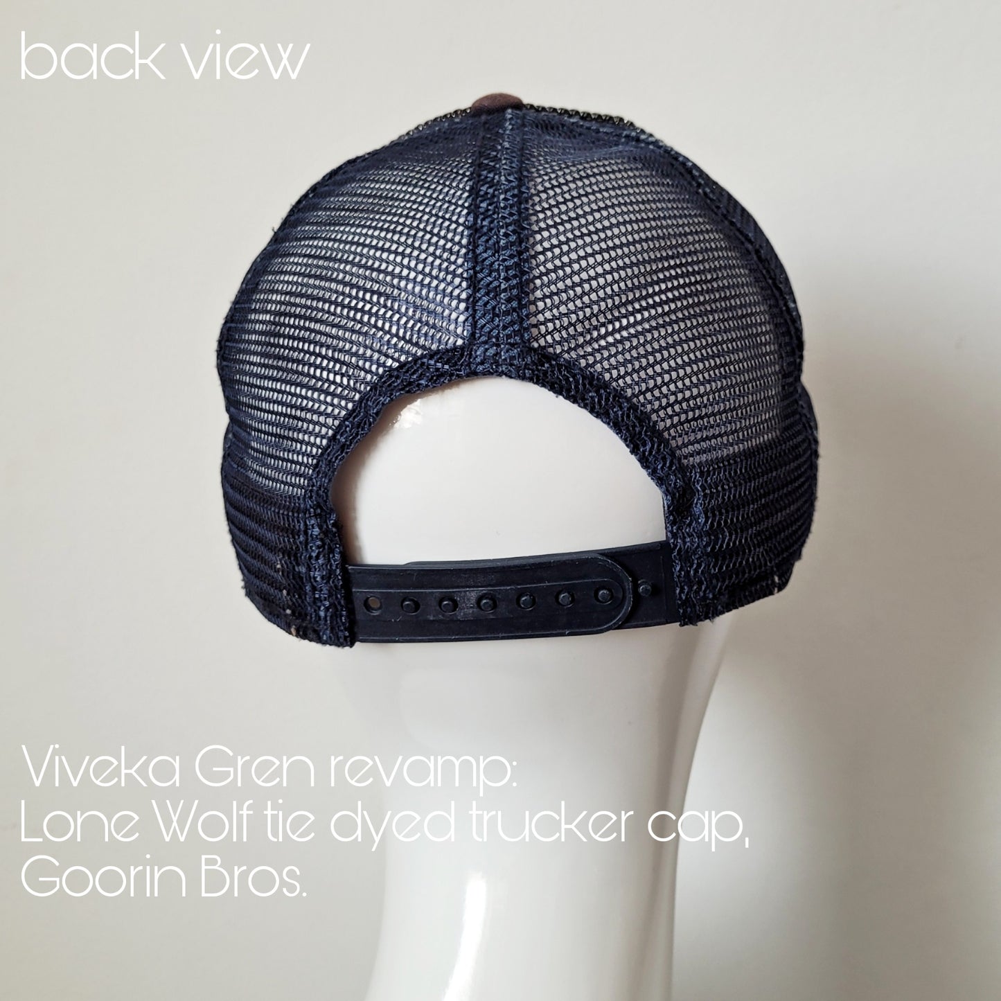 Viveka Gren revamp: Lone Wolf tie dyed trucker, Goorin Bros.