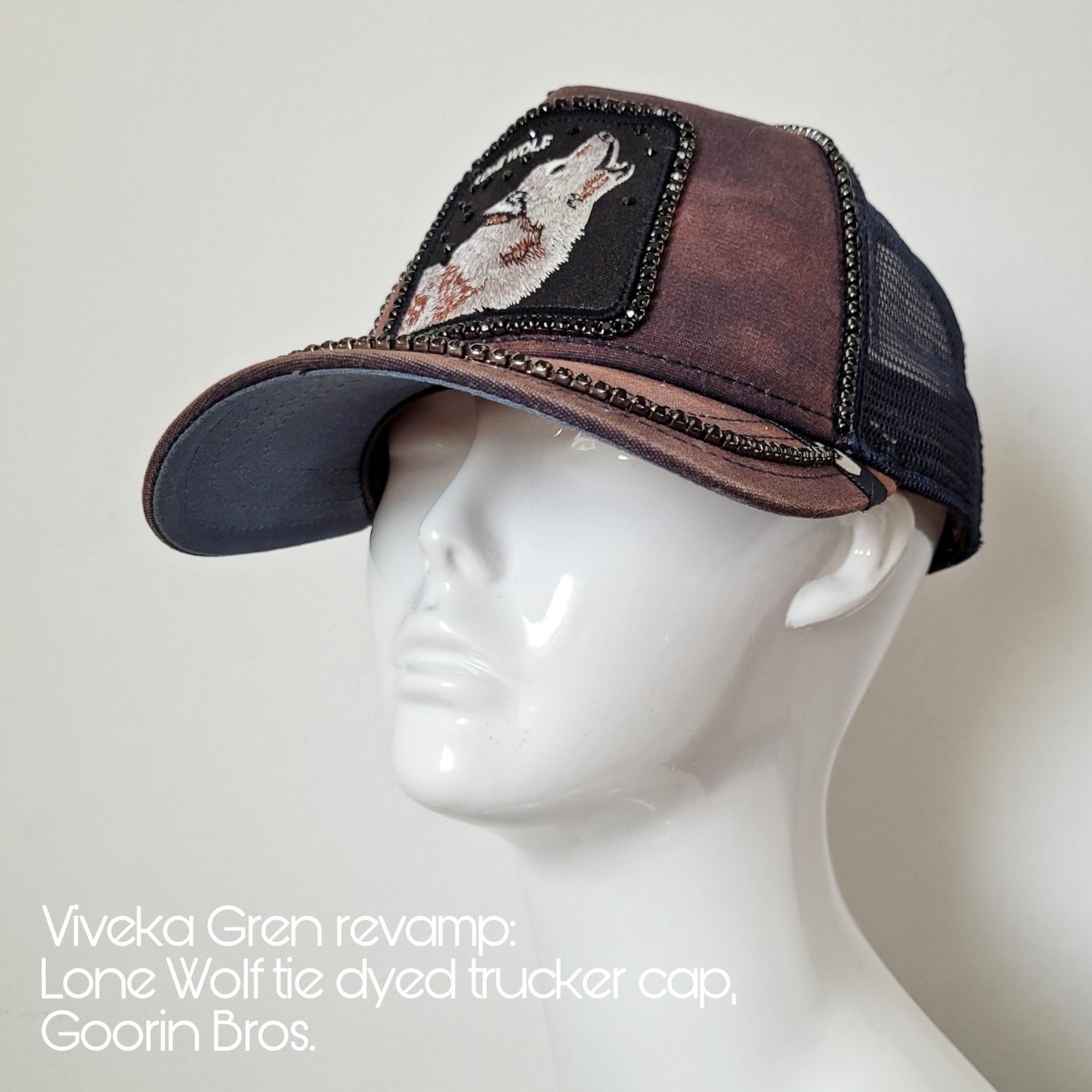 Viveka Gren revamp: Lone Wolf tie dyed trucker, Goorin Bros.