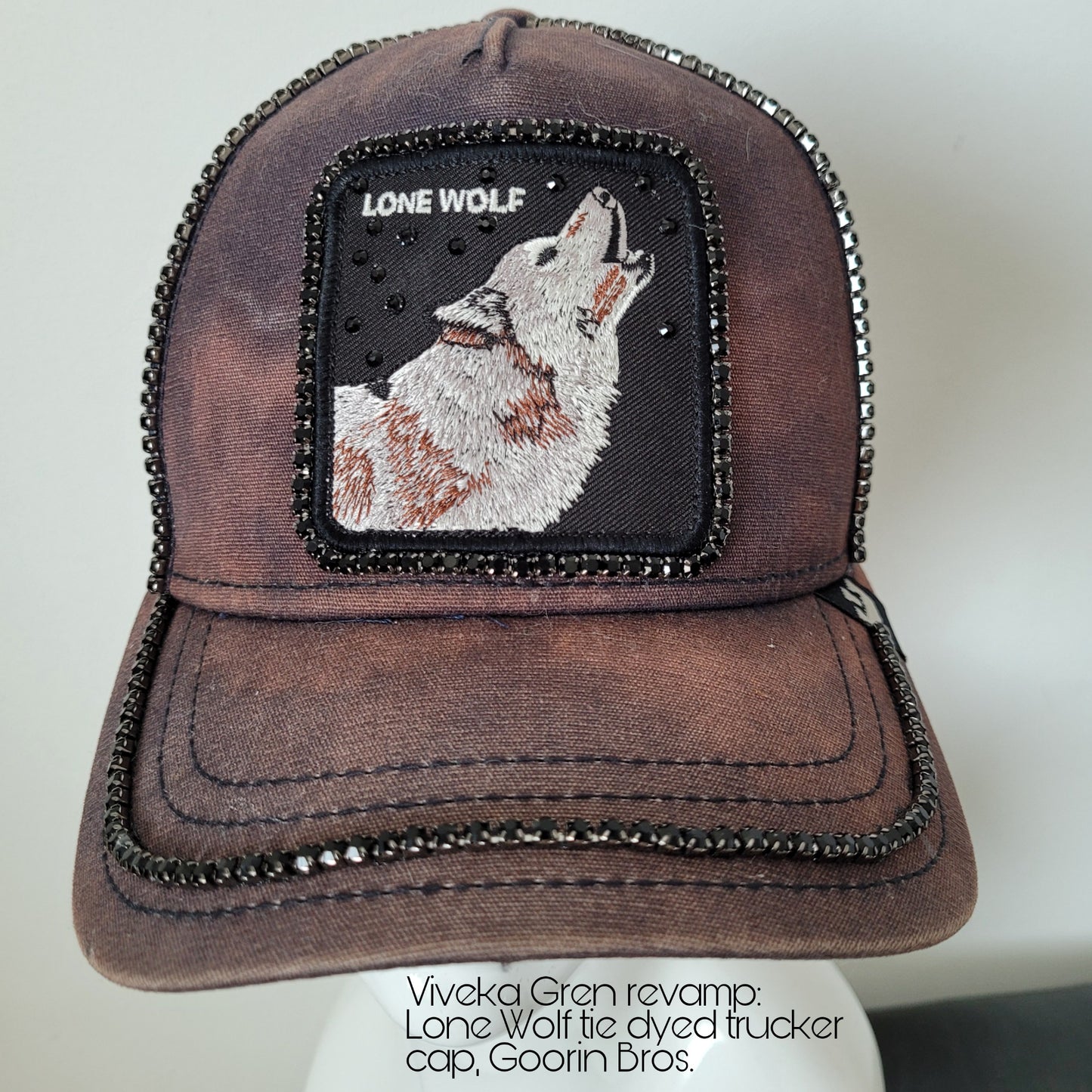 Viveka Gren revamp: Lone Wolf tie dyed trucker, Goorin Bros.