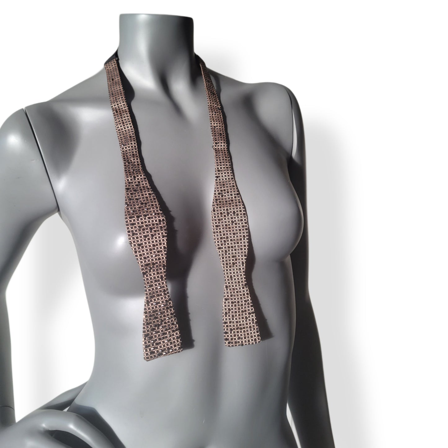 Depth of the Rabbit Hole collection: Reloaded bow tie, silk bow tie with shimmering jet black glass crystals in Matrix inspired pattern