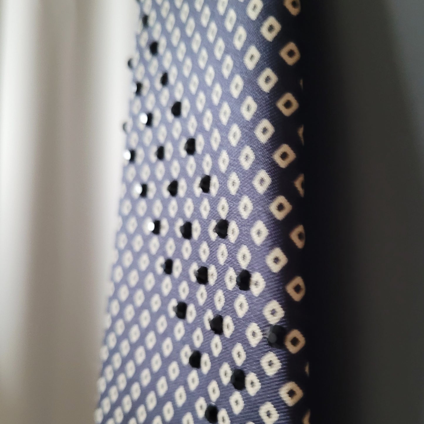Another Dance collection: Run with the Money tie, vintage black necktie with white pattern and black glass crystals