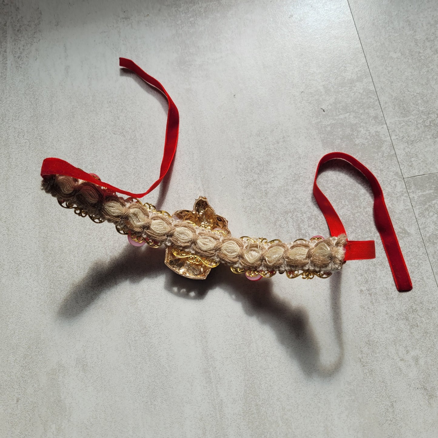 WhatEver collection: The Space Cupcake metal choker with a cupcake with star sprinkled glaze, star shaped glass crystals, rhinestones, and and faux red pearls