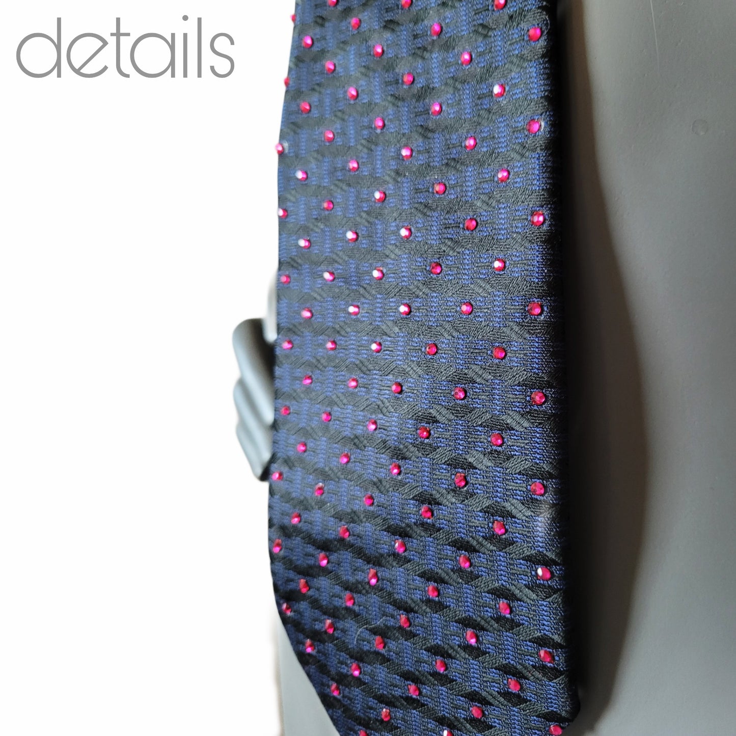 Another Dance collection: Urban City tie, vintage polyester necktie with hot pink glass crystals