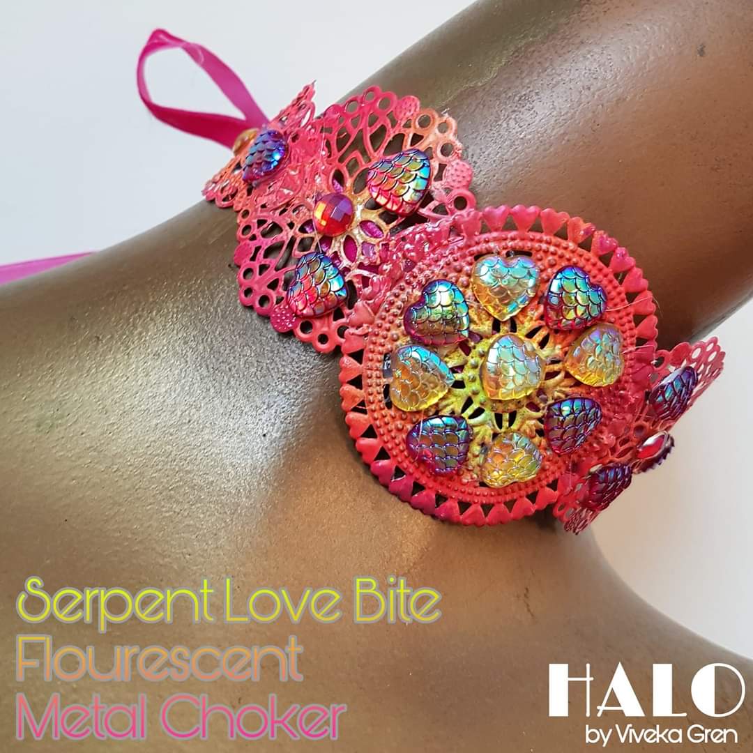 Neon Rainbow collection: The Serpent Love Bite II Flourocent Metal Choker for Isabella