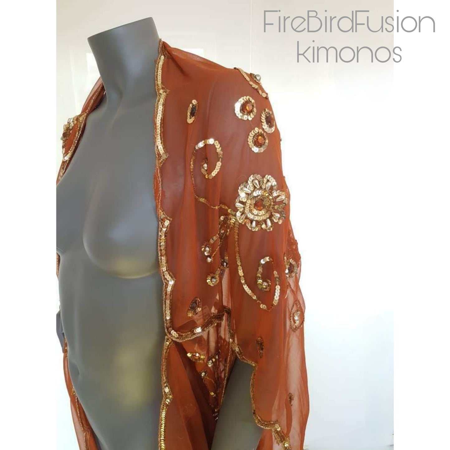 Draped kimono in rusty brown (M)
