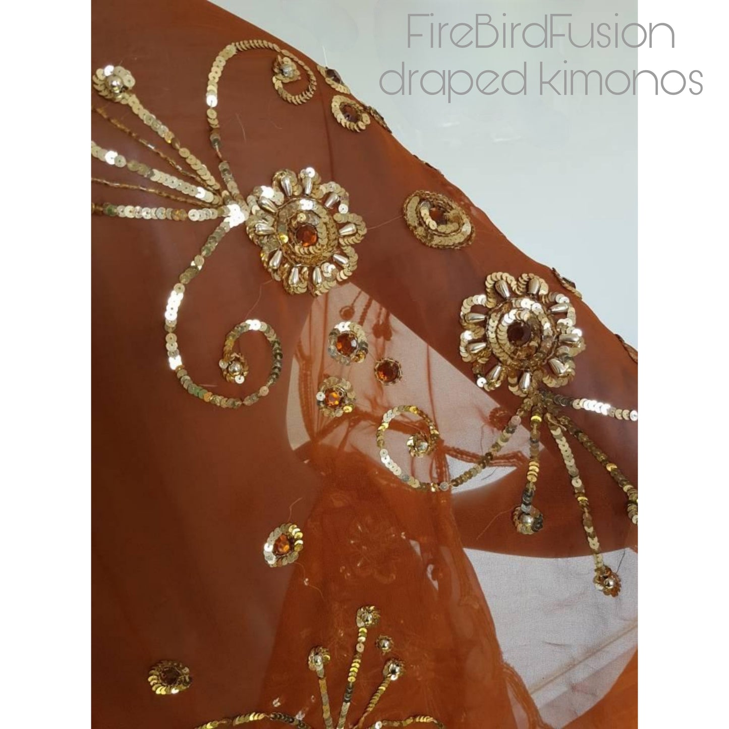 Draped kimono in rusty brown (M)