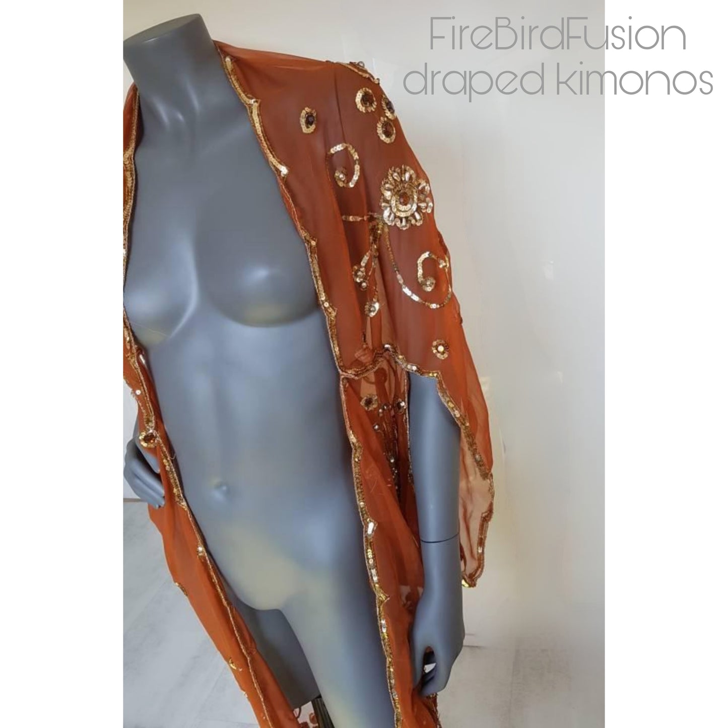 Draped kimono in rusty brown (M)