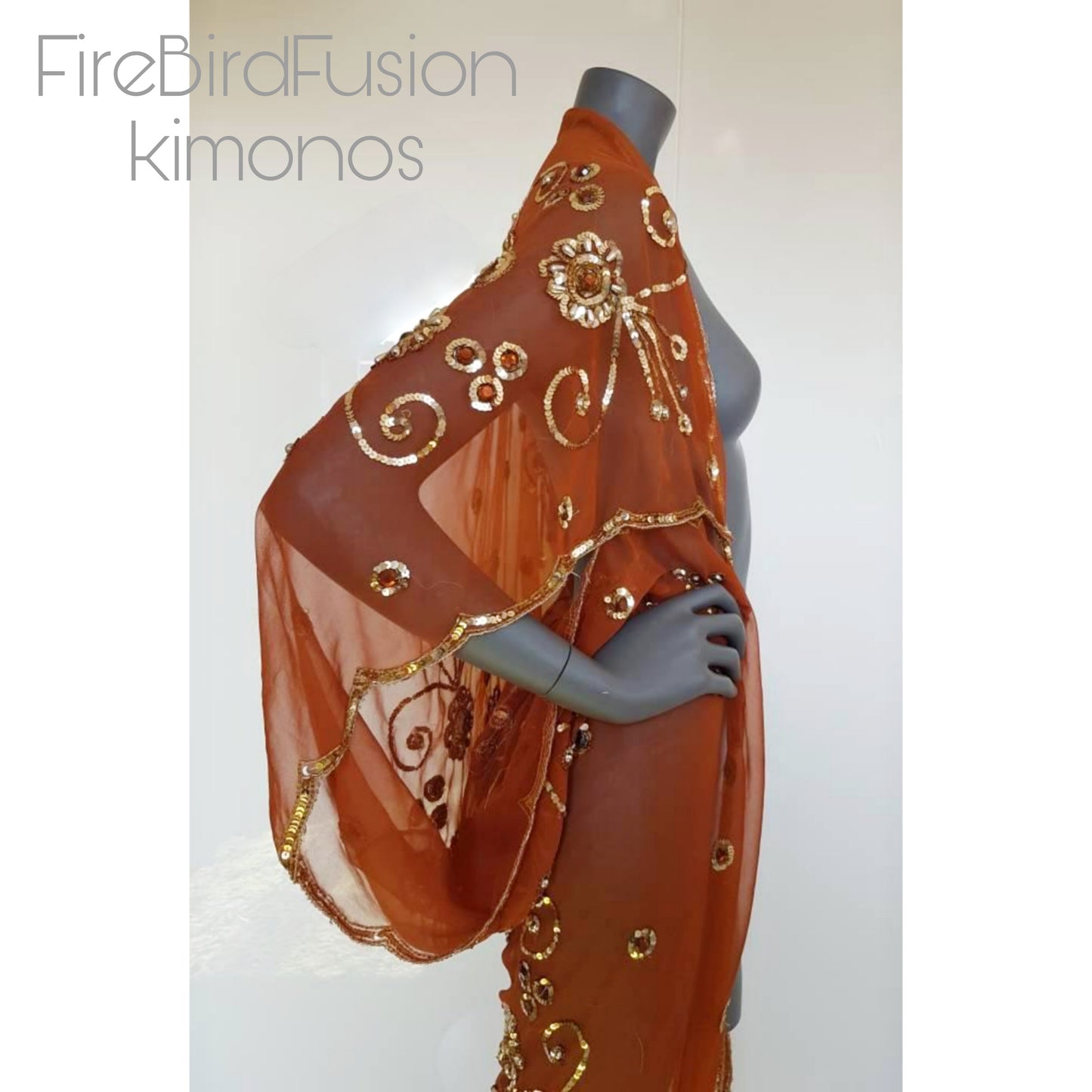 Draped kimono in rusty brown (M)