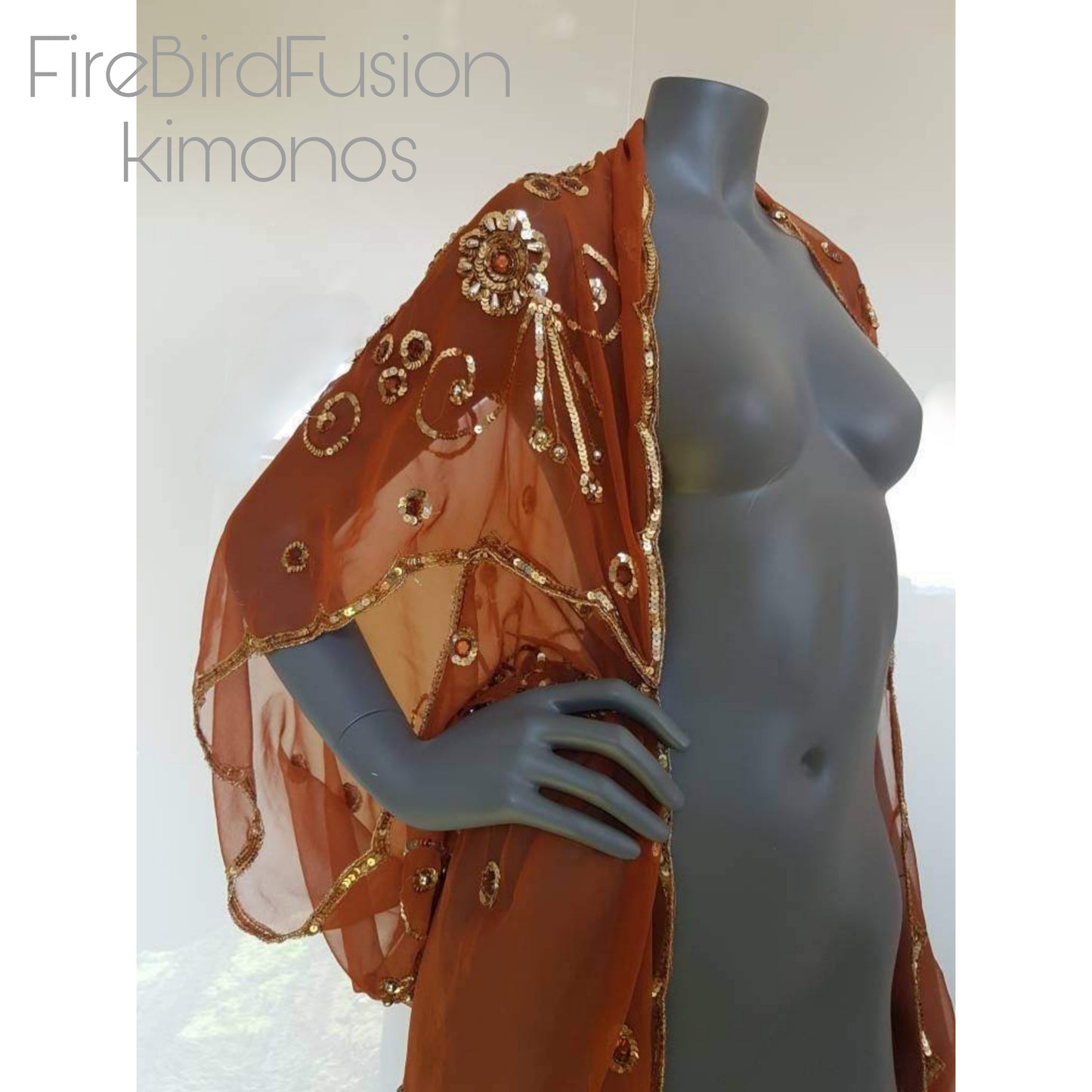 Draped kimono in rusty brown (M)