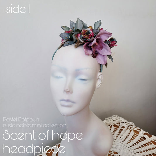 Pastel Potpurri sustainable (bridal) mini collection: Scent of Hope flower headpiece