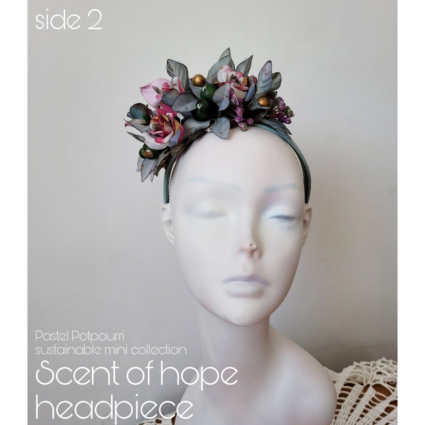 Pastel Potpurri sustainable (bridal) mini collection: Scent of Hope flower headpiece