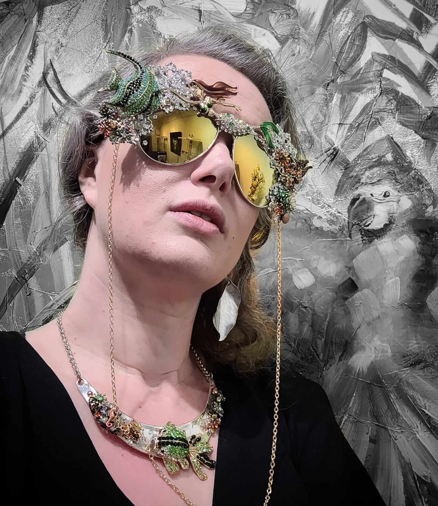 Shifting Depths collection: the Green Paradise sculptural sunglasses