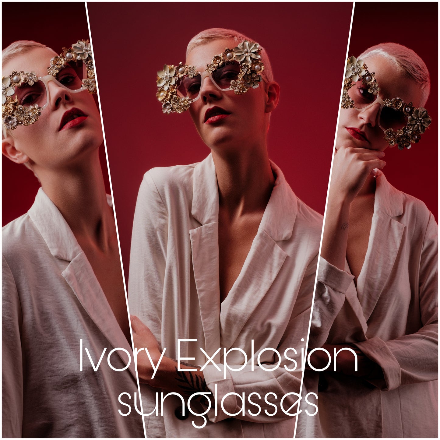 Dreams in Ivory collection: The Ivory Explosion (bridal) couture sunglasses