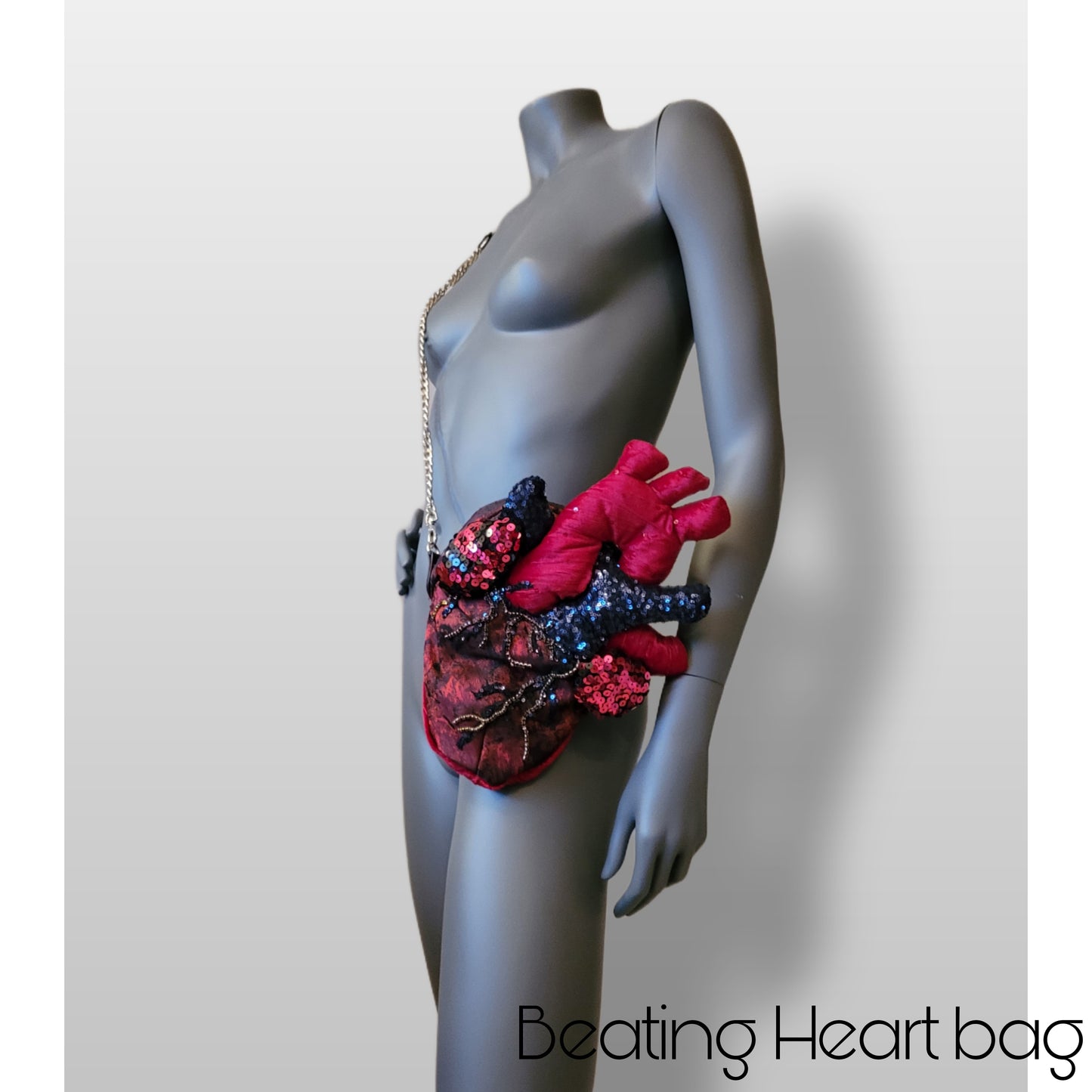 Bespoke couture order: Anatomical heart bag, wearable art purse