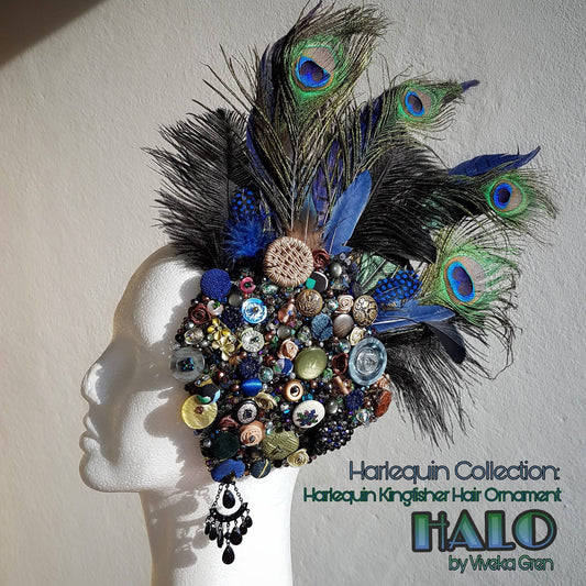 Harlequin Collection: The Harlequin Kingfisher hair ornament