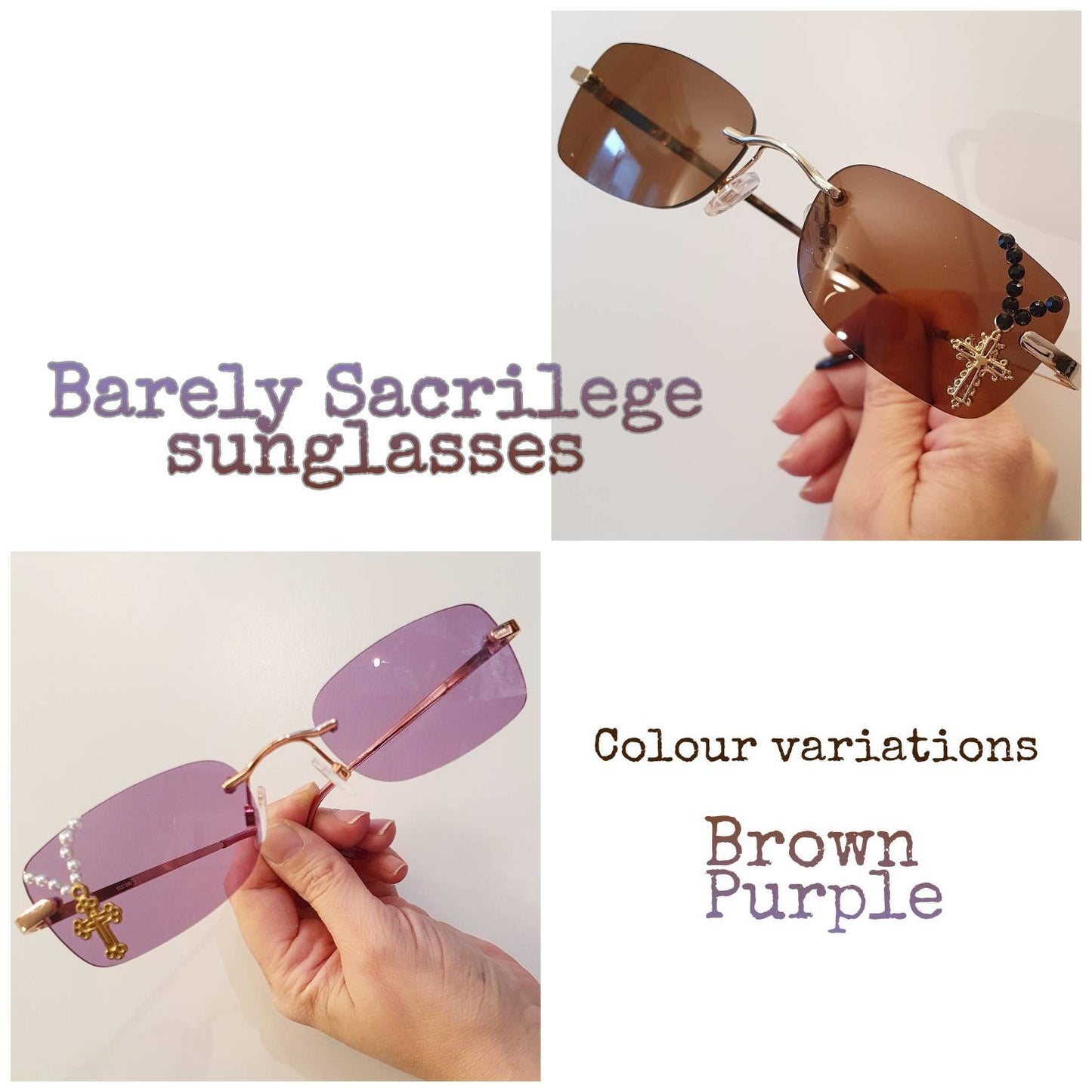 Sacrilegious Collection: The Barely Sacrilege Sunglasses, limited edition rectangular unisex sunnies in brown