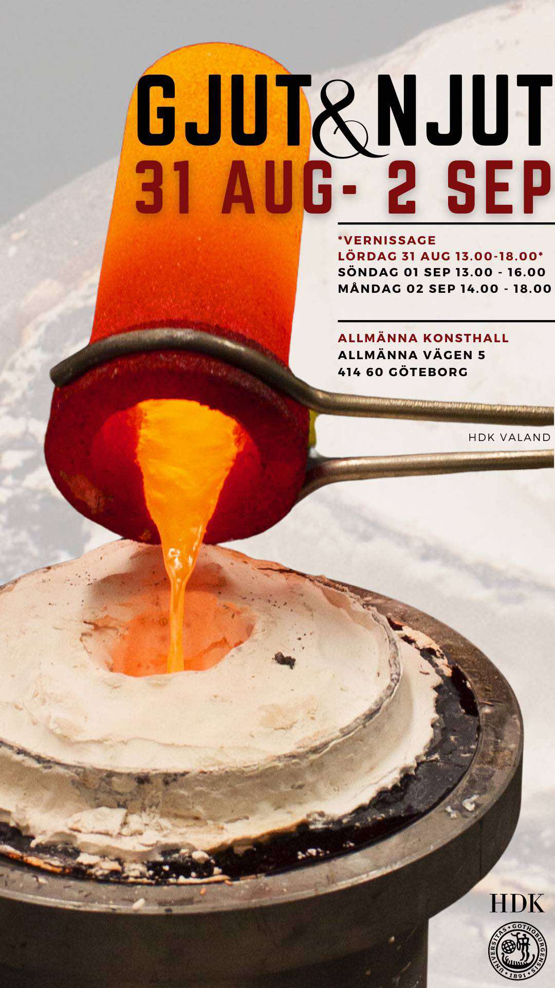 EXHIBITION: Gjut & Njut, 31 augusti - 2 september, smyckekonst på Allmänna Konsthall, Göteborg