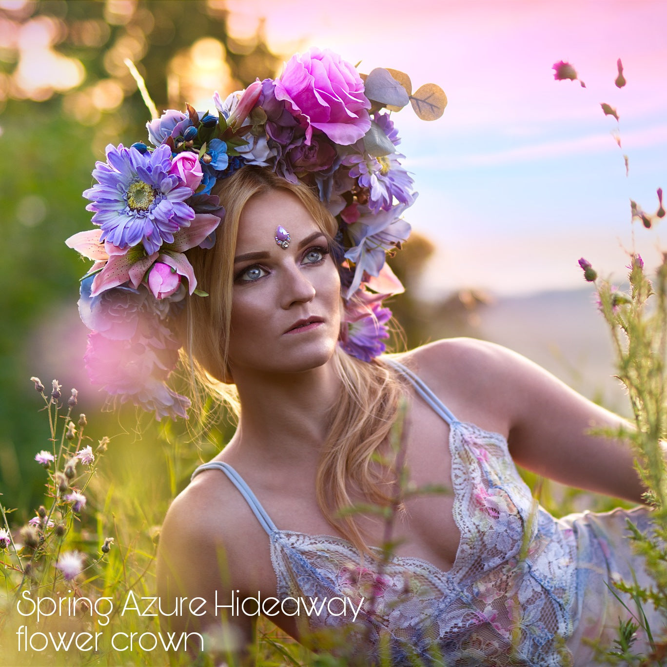 The Spring Azure Hidaway Flower Crown