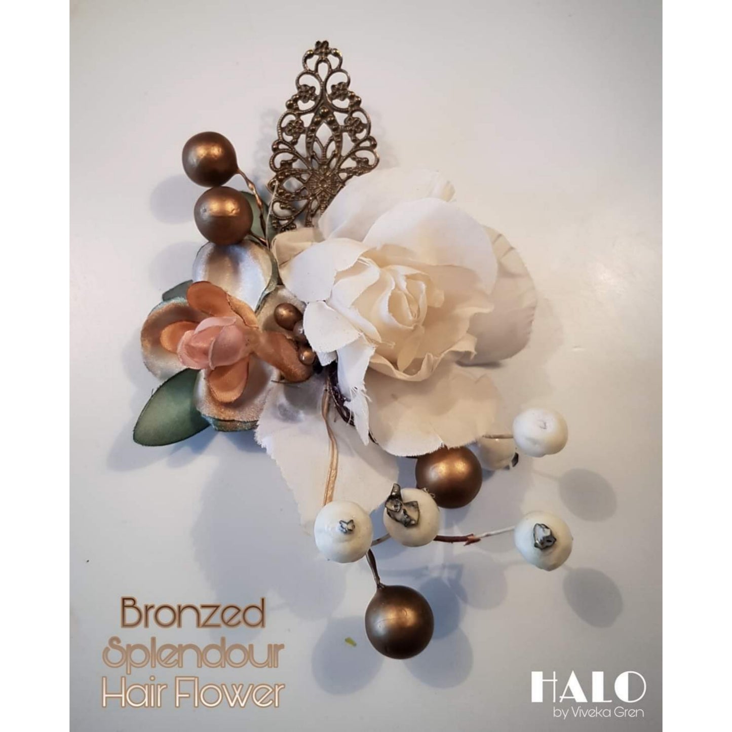The Bronzed Splendour Bridal Hair Flower