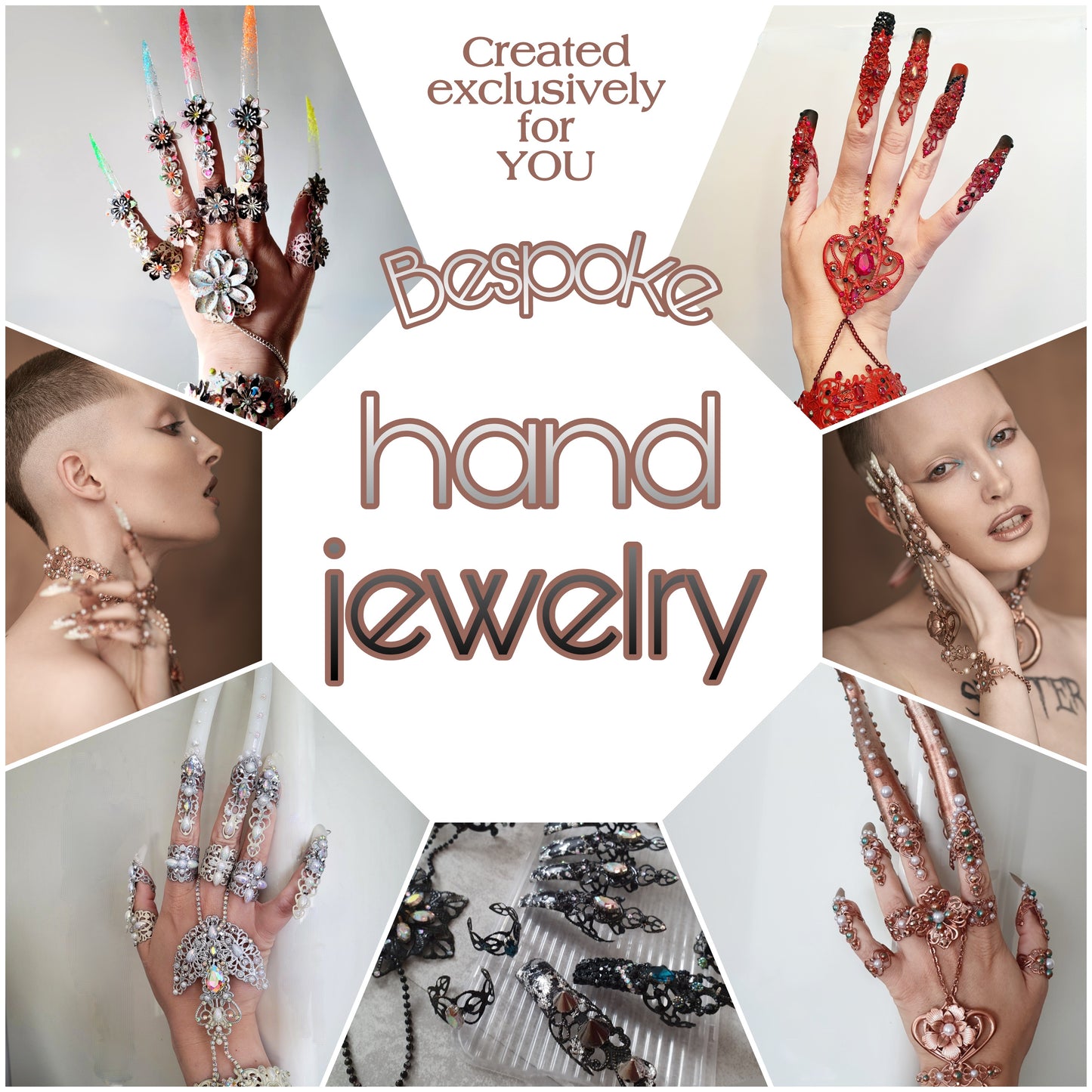 Bespoke order: Wearable art hand jewelry, full set (1 spot available for the period March - May 2024)