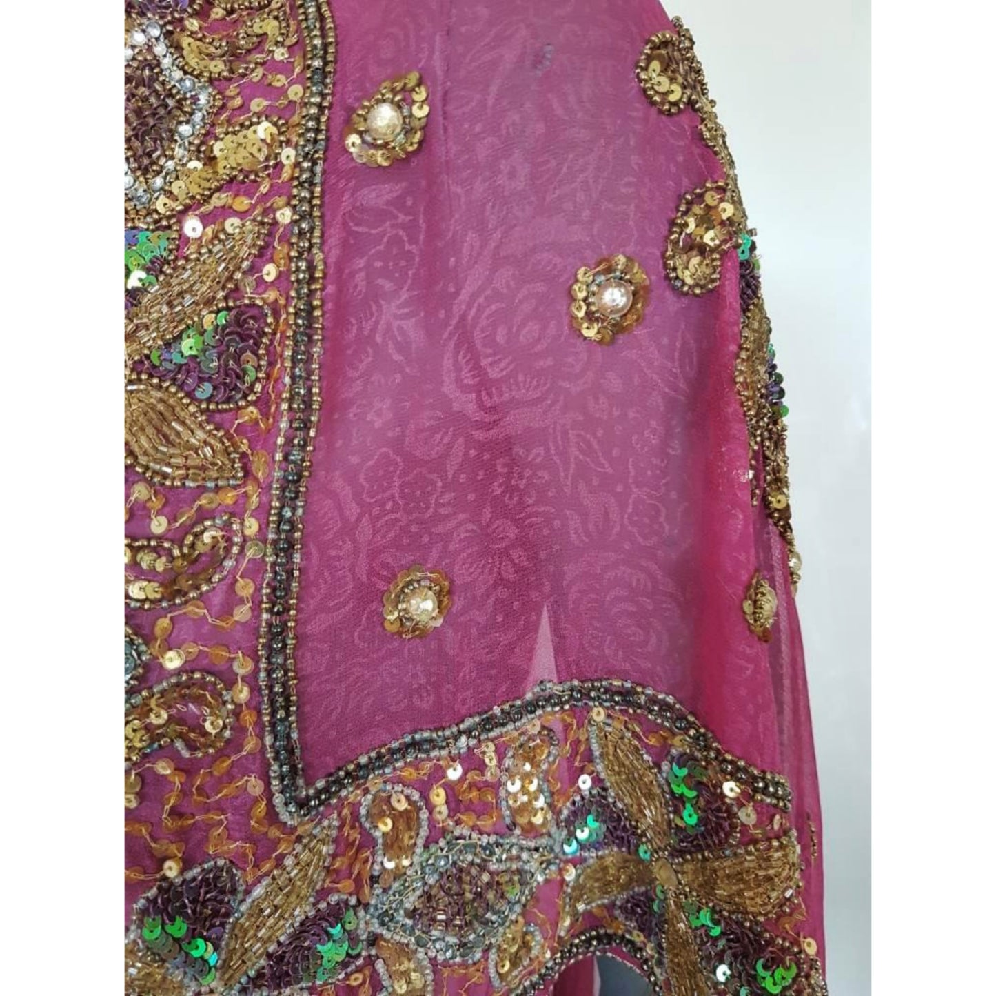 Luxurious draped kimono with beautiful hand embroidered trim sequins and beads (M-L)