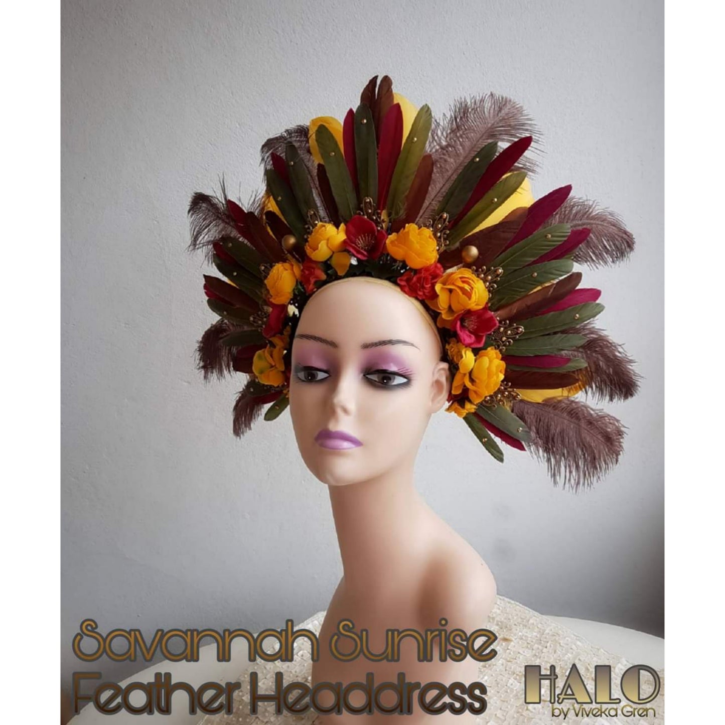 The Savannah Sunrise feather headdress