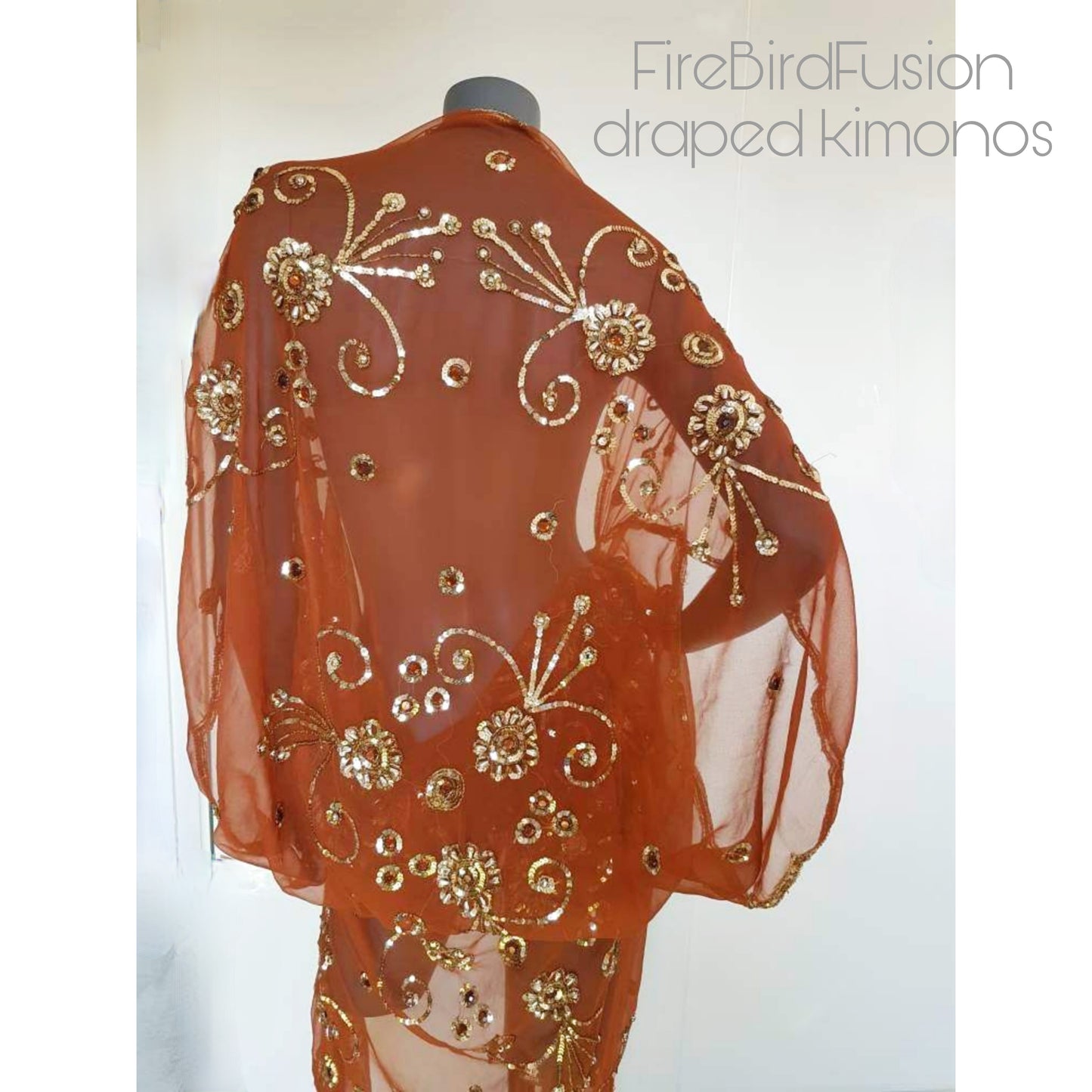 Draped kimono in rusty brown (M)