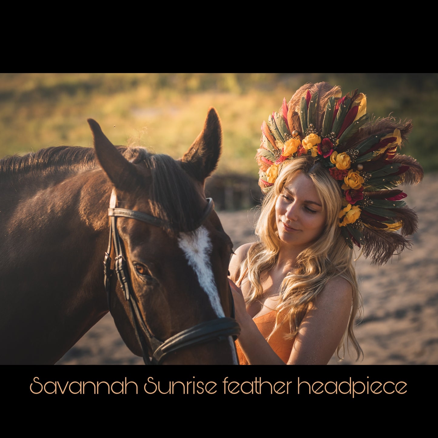The Savannah Sunrise feather headdress