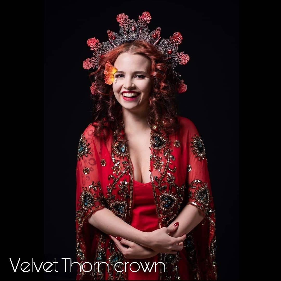The Velvet Thorn gothic crown, reactive in UV lights