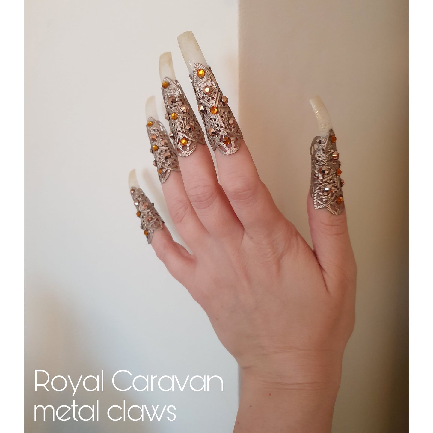 The Royal Caravan metal claws with ring in pale antique gold (set of 5 claws)