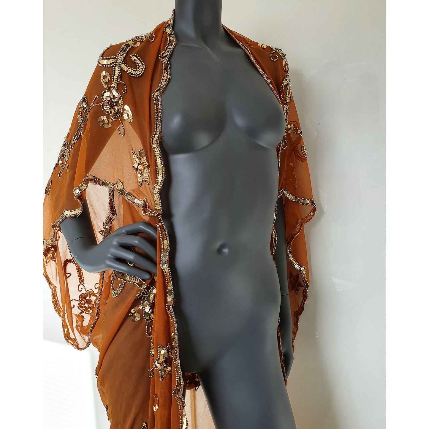 Draped kimono in rusty light brown (M)
