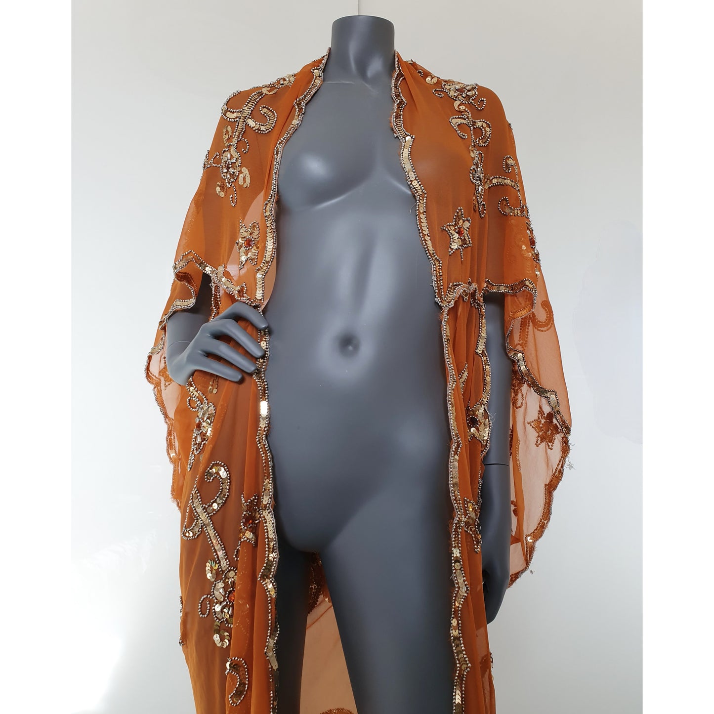 Draped kimono in rusty light brown (M)