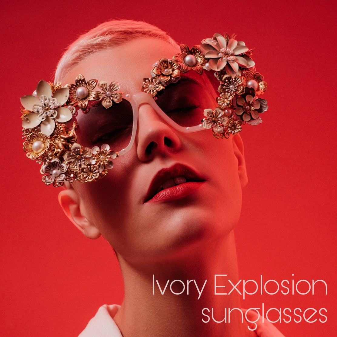 Dreams in Ivory collection: The Ivory Explosion (bridal) couture sunglasses