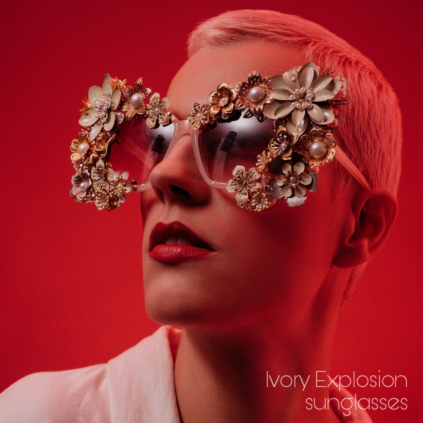 Dreams in Ivory collection: The Ivory Explosion (bridal) couture sunglasses