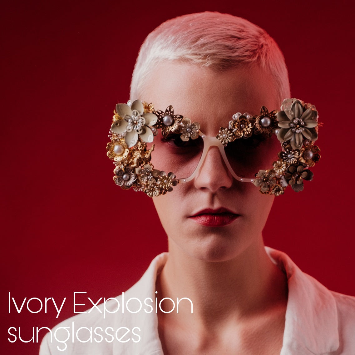 Dreams in Ivory collection: The Ivory Explosion (bridal) couture sunglasses