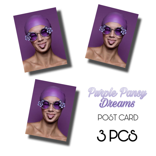 Bumblebee Dreams collection: Purple Pansy Dreams Postcard 3 PCS