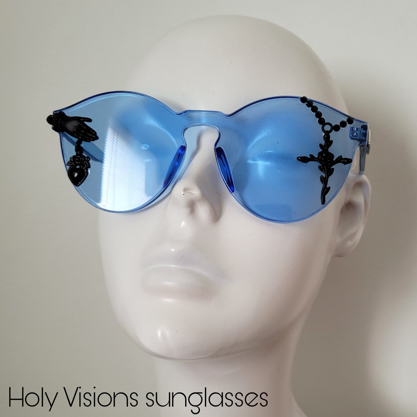 Plexi Visions collection: The Holy Visions sunglasses, limited edition design with sacred heart & crucifix (3 colours)