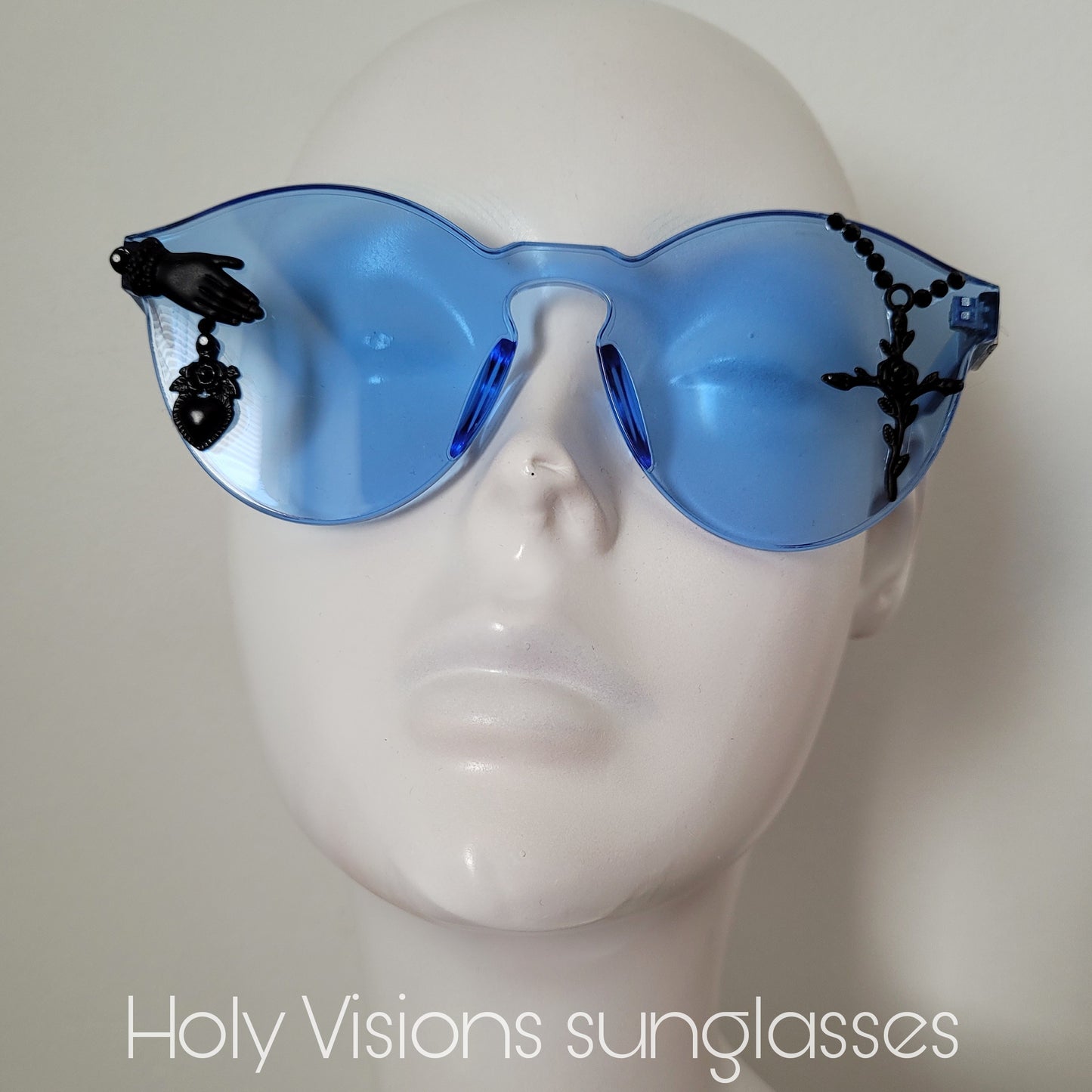 Plexi Visions collection: The Holy Visions sunglasses, limited edition design with sacred heart & crucifix (3 colours)