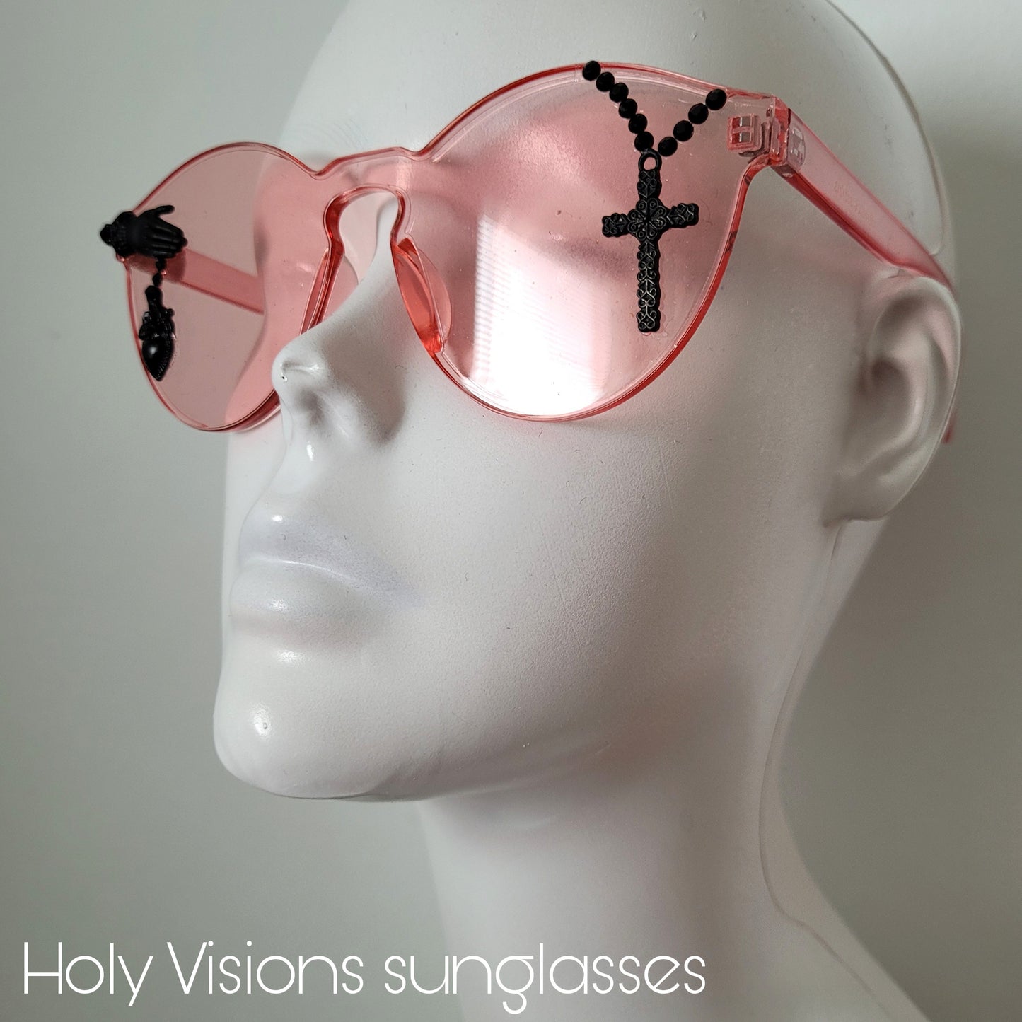 Plexi Visions collection: The Holy Visions sunglasses, limited edition design with sacred heart & crucifix (3 colours)