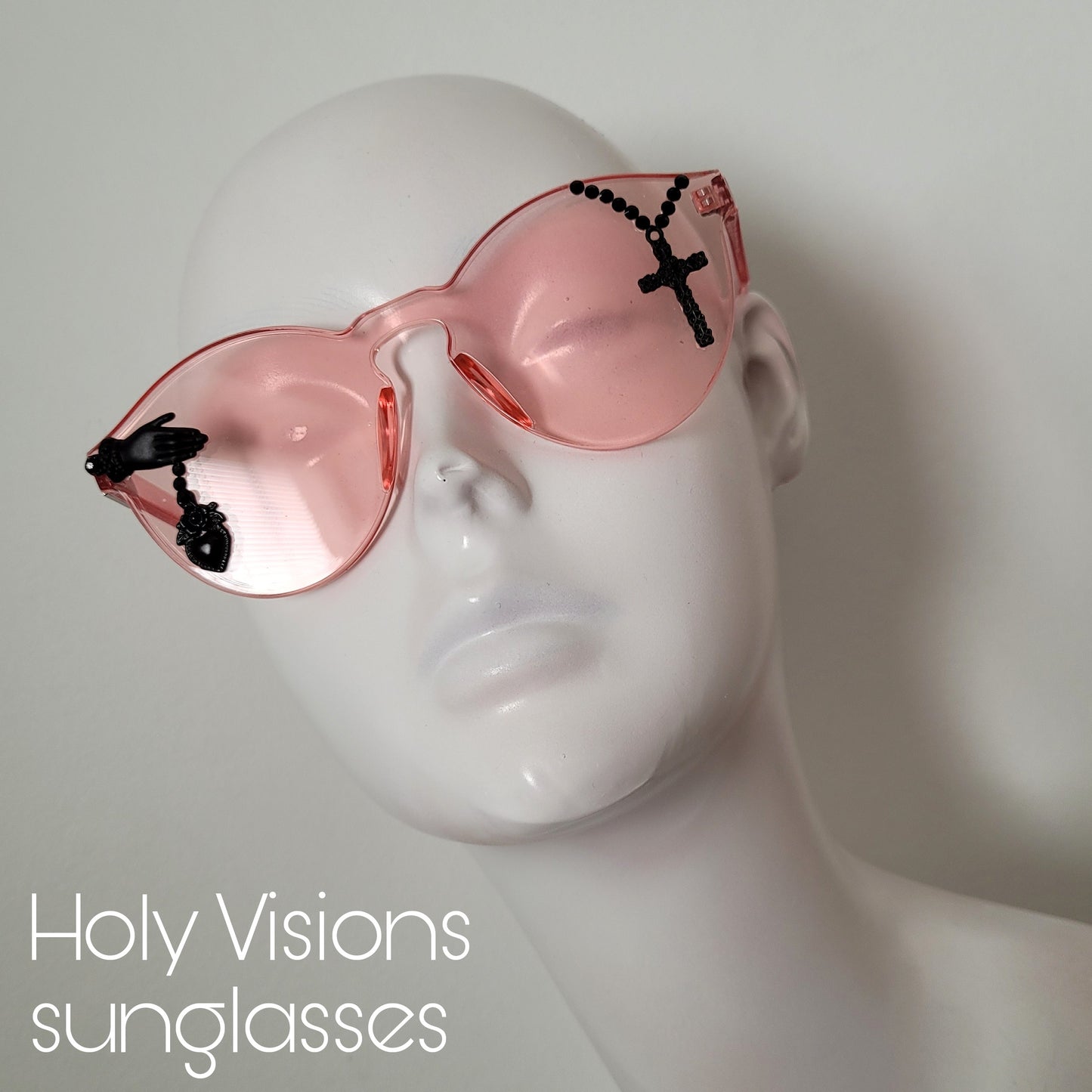 Plexi Visions collection: The Holy Visions sunglasses, limited edition design with sacred heart & crucifix (3 colours)