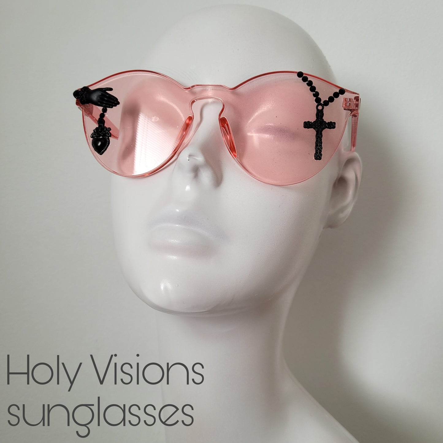 Plexi Visions collection: The Holy Visions sunglasses, limited edition design with sacred heart & crucifix (3 colours)