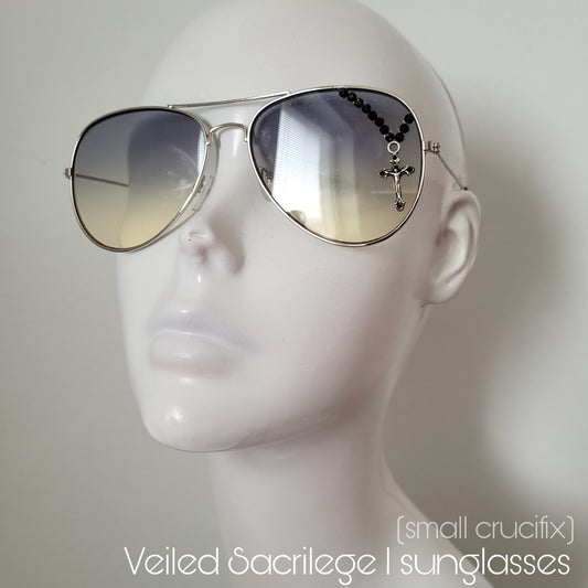 Sacrilegious Collection: The Veiled Sacrilege I Sunglasses, limited edition unisex pilot frames (small cross)