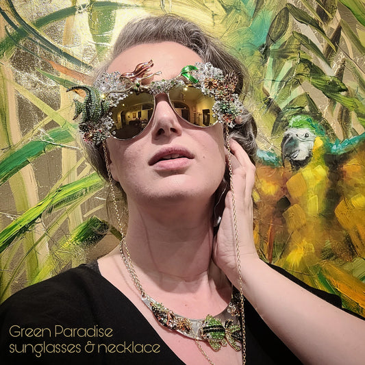 Shifting Depths collection: the Green Paradise sculptural sunglasses