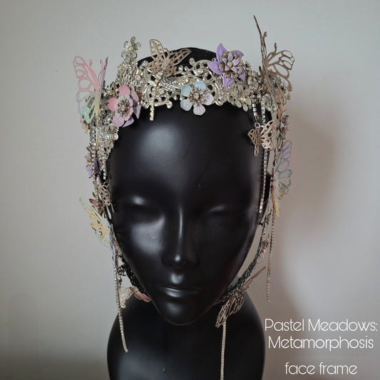 The Pastel Meadows: Metamorphosis face frame, wearable art piece