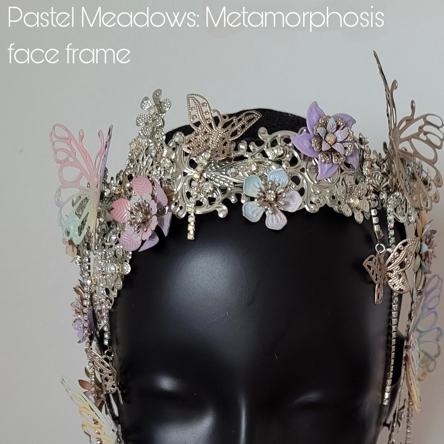 The Pastel Meadows: Metamorphosis face frame, wearable art piece